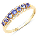 0.51 Carat Genuine Tanzanite and White Diamond 14K Yellow Gold Ring-5