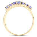 0.51 Carat Genuine Tanzanite and White Diamond 14K Yellow Gold Ring-6