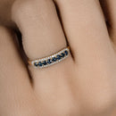 0.43 Carat Genuine Blue Sapphire and White Diamond 14K Yellow Gold Ring-10