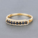 0.43 Carat Genuine Blue Sapphire and White Diamond 14K Yellow Gold Ring-8