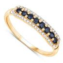 0.43 Carat Genuine Blue Sapphire and White Diamond 14K Yellow Gold Ring-6