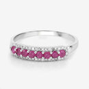 0.47 Carat Genuine Ruby and White Diamond 14K White Gold Ring-9