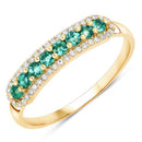 0.35 Carat Genuine Zambian Emerald and White Diamond 14K Yellow Gold Ring-5