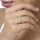 0.35 Carat Genuine Zambian Emerald and White Diamond 14K Yellow Gold Ring-10