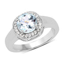2.37 Carat Genuine Blue Topaz and White Topaz .925 Sterling Silver Ring-4