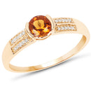 0.51 Carat Genuine Citrine and White Diamond 14K Yellow Gold Ring-4