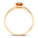 0.51 Carat Genuine Citrine and White Diamond 14K Yellow Gold Ring-5