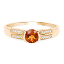 0.51 Carat Genuine Citrine and White Diamond 14K Yellow Gold Ring-6
