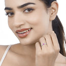0.40 Carat Genuine Ruby and White Diamond 14K White Gold Ring-15