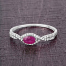 0.40 Carat Genuine Ruby and White Diamond 14K White Gold Ring-8