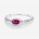 0.40 Carat Genuine Ruby and White Diamond 14K White Gold Ring-9