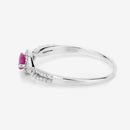0.40 Carat Genuine Ruby and White Diamond 14K White Gold Ring-11
