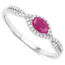 0.40 Carat Genuine Ruby and White Diamond 14K White Gold Ring-6