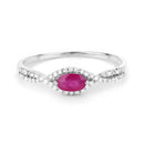 0.40 Carat Genuine Ruby and White Diamond 14K White Gold Ring-7