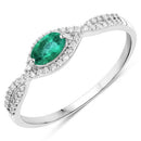 0.32 Carat Genuine Zambian Emerald and White Diamond 14K White Gold Ring-5