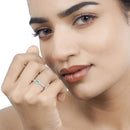 0.32 Carat Genuine Zambian Emerald and White Diamond 14K White Gold Ring-15
