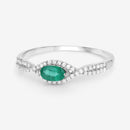0.32 Carat Genuine Zambian Emerald and White Diamond 14K White Gold Ring-9