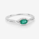 0.32 Carat Genuine Zambian Emerald and White Diamond 14K White Gold Ring-10