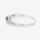 0.32 Carat Genuine Zambian Emerald and White Diamond 14K White Gold Ring-11