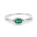 0.32 Carat Genuine Zambian Emerald and White Diamond 14K White Gold Ring-7