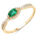 0.32 Carat Genuine Zambian Emerald and White Diamond 14K Yellow Gold Ring-6
