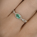 0.32 Carat Genuine Zambian Emerald and White Diamond 14K Yellow Gold Ring-15