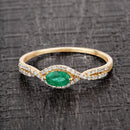 0.32 Carat Genuine Zambian Emerald and White Diamond 14K Yellow Gold Ring-9