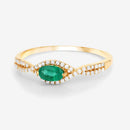 0.32 Carat Genuine Zambian Emerald and White Diamond 14K Yellow Gold Ring-10