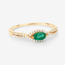 0.32 Carat Genuine Zambian Emerald and White Diamond 14K Yellow Gold Ring-11