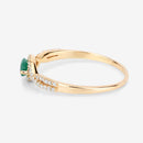 0.32 Carat Genuine Zambian Emerald and White Diamond 14K Yellow Gold Ring-12