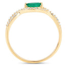 0.32 Carat Genuine Zambian Emerald and White Diamond 14K Yellow Gold Ring-7
