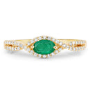 0.32 Carat Genuine Zambian Emerald and White Diamond 14K Yellow Gold Ring-8
