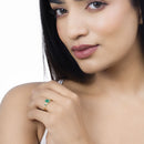 1.07 Carat Genuine Zambian Emerald and White Diamond 14K Yellow Gold Ring-11
