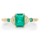 1.07 Carat Genuine Zambian Emerald and White Diamond 14K Yellow Gold Ring-7