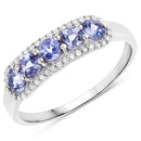 0.61 Carat Genuine Tanzanite and White Diamond 14K White Gold Ring-9