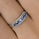 0.61 Carat Genuine Tanzanite and White Diamond 14K White Gold Ring-14