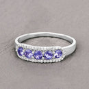0.61 Carat Genuine Tanzanite and White Diamond 14K White Gold Ring-12