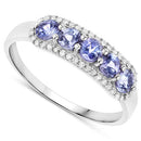 0.61 Carat Genuine Tanzanite and White Diamond 14K White Gold Ring-10