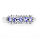 0.61 Carat Genuine Tanzanite and White Diamond 14K White Gold Ring-11