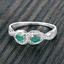 0.35 Carat Genuine Zambian Emerald and White Diamond 14K White Gold Ring-8