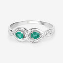0.35 Carat Genuine Zambian Emerald and White Diamond 14K White Gold Ring-9