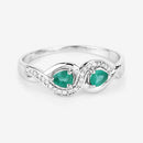 0.35 Carat Genuine Zambian Emerald and White Diamond 14K White Gold Ring-10