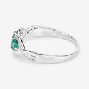 0.35 Carat Genuine Zambian Emerald and White Diamond 14K White Gold Ring-11
