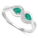 0.35 Carat Genuine Zambian Emerald and White Diamond 14K White Gold Ring-6