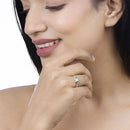 0.35 Carat Genuine Zambian Emerald and White Diamond 14K Yellow Gold Ring-11