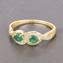 0.35 Carat Genuine Zambian Emerald and White Diamond 14K Yellow Gold Ring-8