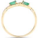 0.35 Carat Genuine Zambian Emerald and White Diamond 14K Yellow Gold Ring-6