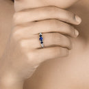 1.08 Carat Genuine Blue Sapphire and White Diamond 14K White Gold Ring-14