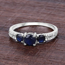 1.08 Carat Genuine Blue Sapphire and White Diamond 14K White Gold Ring-8