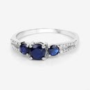 1.08 Carat Genuine Blue Sapphire and White Diamond 14K White Gold Ring-9